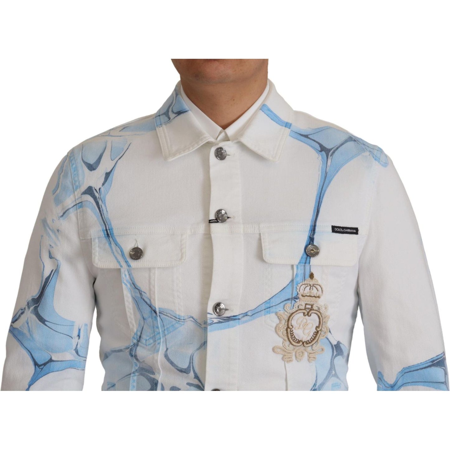 Dolce & Gabbana Multicolor Logo Embroidered Denim Jacket Dolce & Gabbana Gray