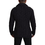 Dolce & Gabbana Black Wool Knit Double Breasted Coat Jacket JKT3413-46