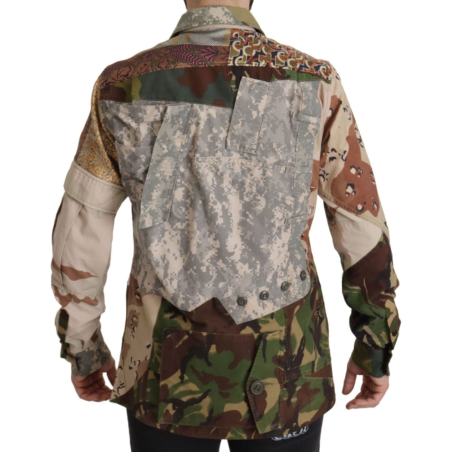 Dolce & Gabbana Patchwork Camouflage Casual Shirt Dolce & Gabbana Slate Gray