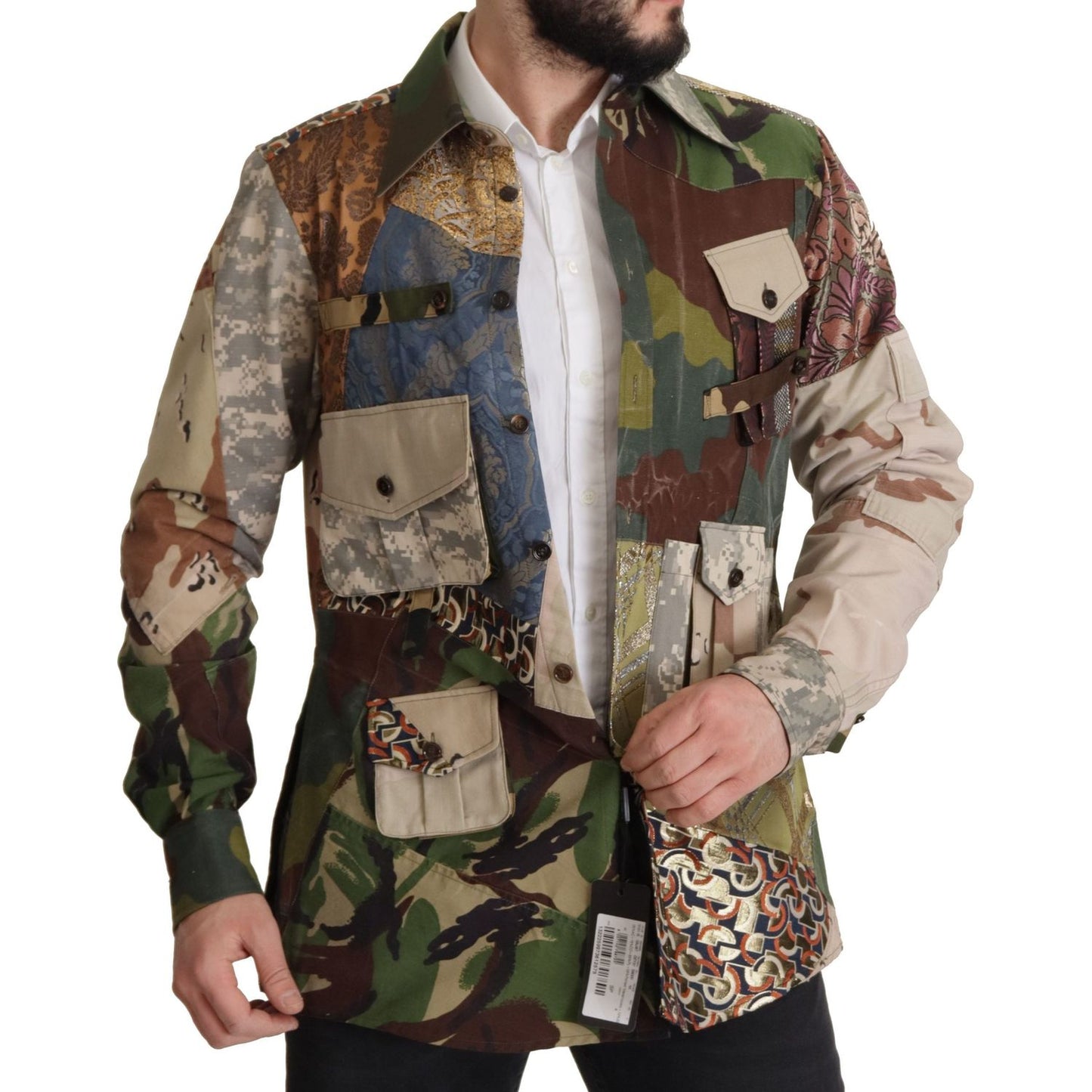 Dolce & Gabbana Patchwork Camouflage Casual Shirt Dolce & Gabbana Dark Slate Gray