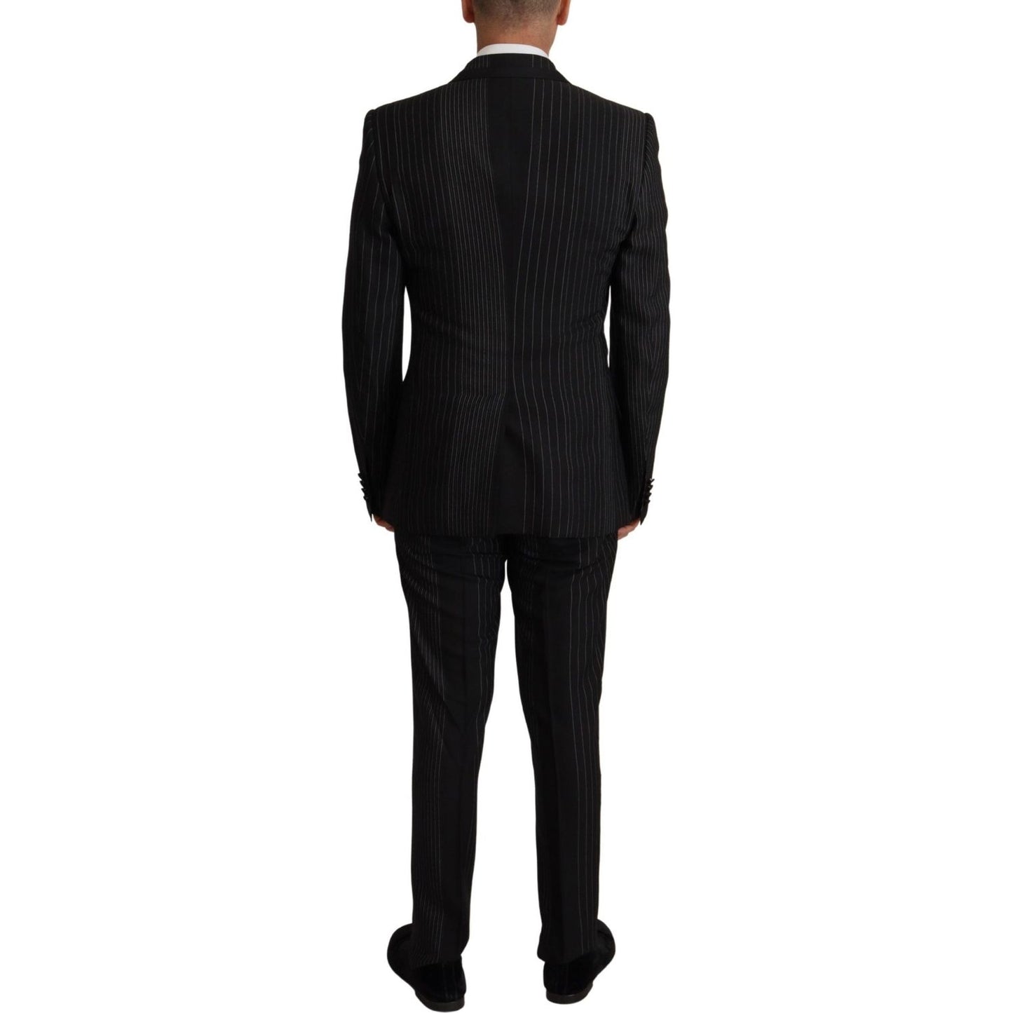 Dolce & Gabbana Elegant Black Striped Slim Fit Two-Piece Suit Dolce & Gabbana Black