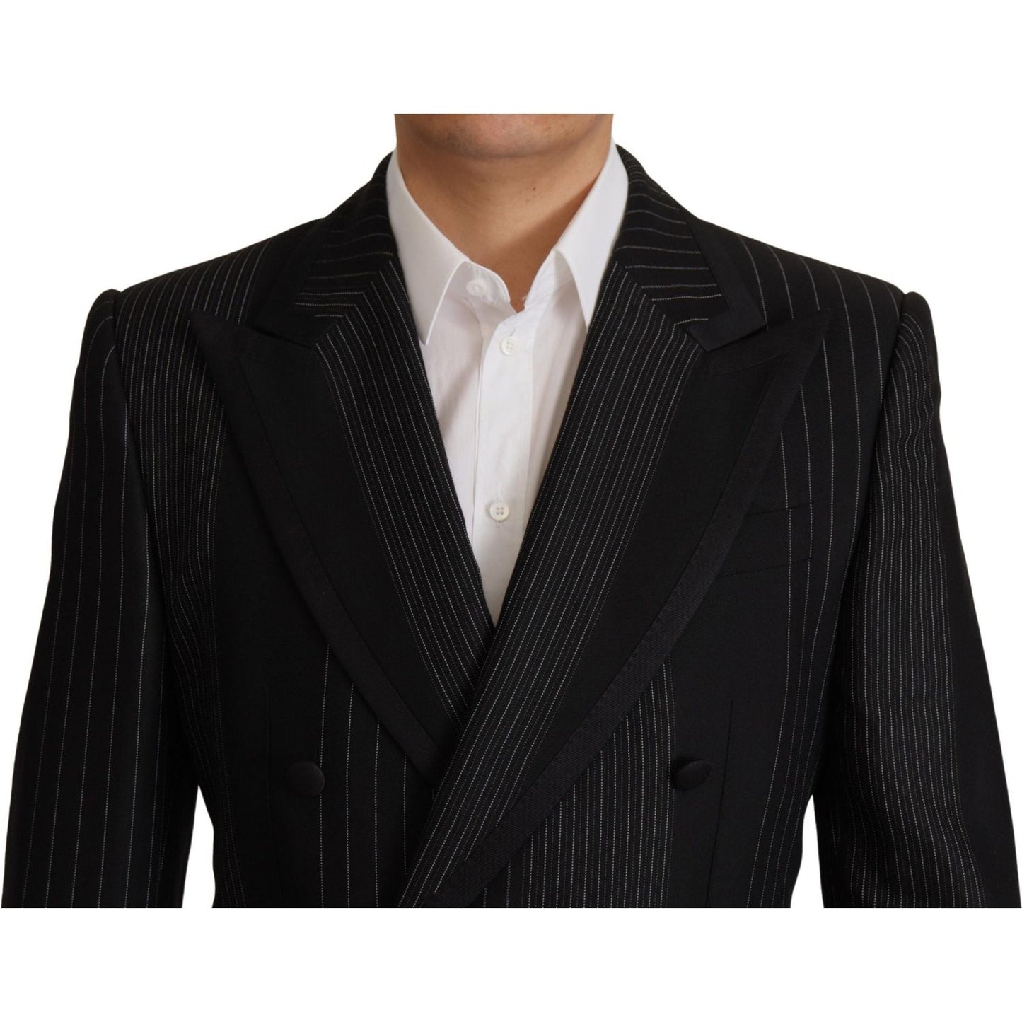 Dolce & Gabbana Elegant Black Striped Slim Fit Two-Piece Suit Dolce & Gabbana Black