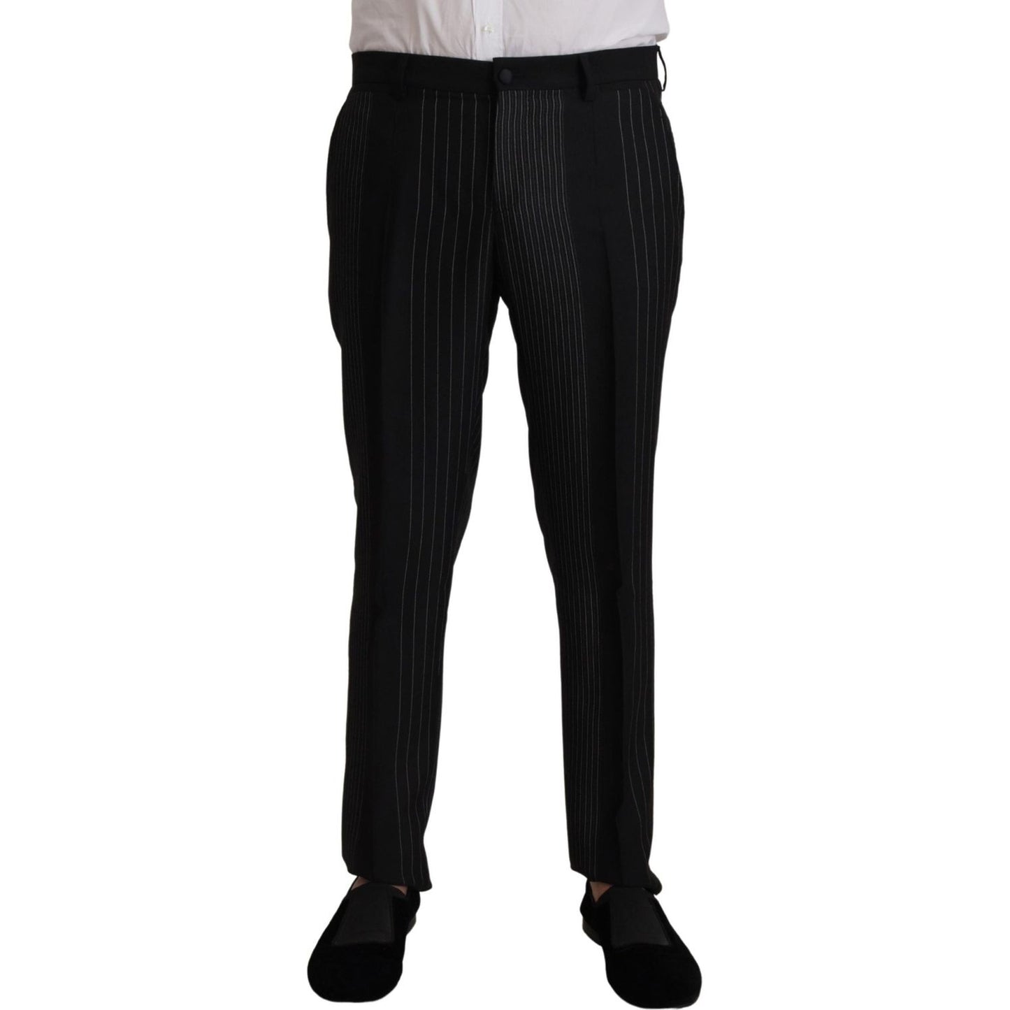 Dolce & Gabbana Elegant Black Striped Slim Fit Two-Piece Suit Dolce & Gabbana Black