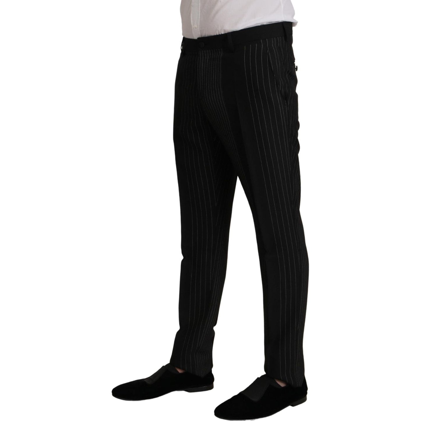 Dolce & Gabbana Elegant Black Striped Slim Fit Two-Piece Suit Dolce & Gabbana Black