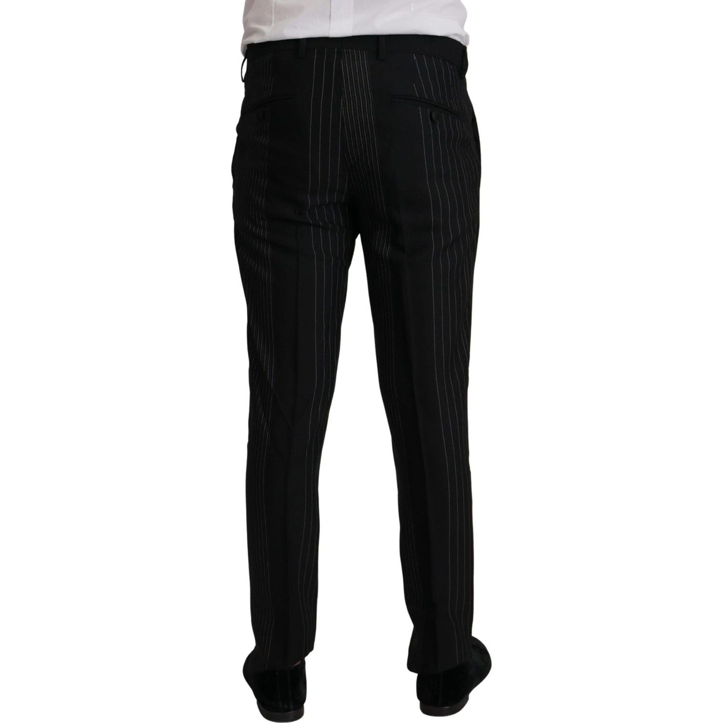 Dolce & Gabbana Elegant Black Striped Slim Fit Two-Piece Suit Dolce & Gabbana Black