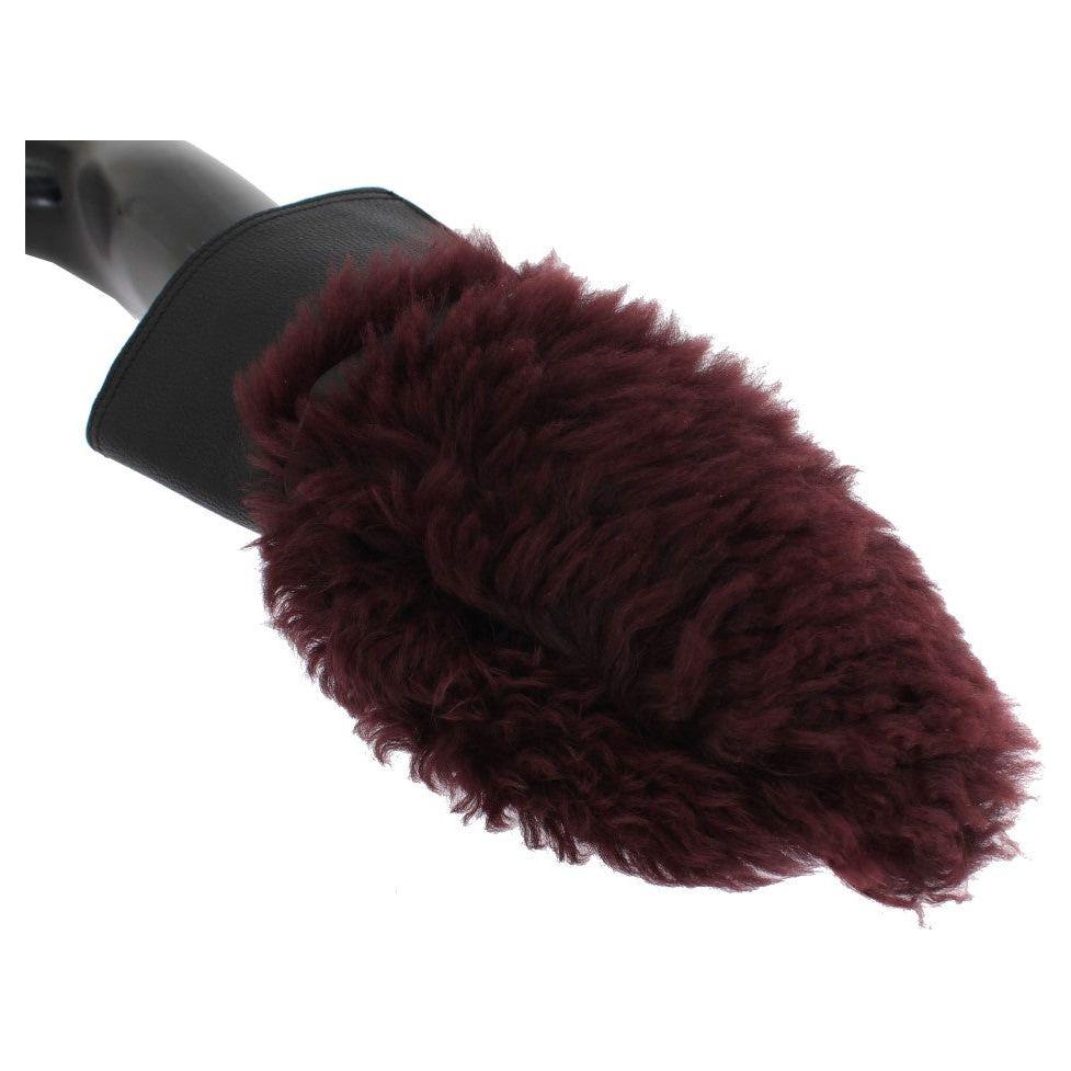 Dolce & Gabbana Elegant Black & Bordeaux Leather Gloves Dolce & Gabbana Black