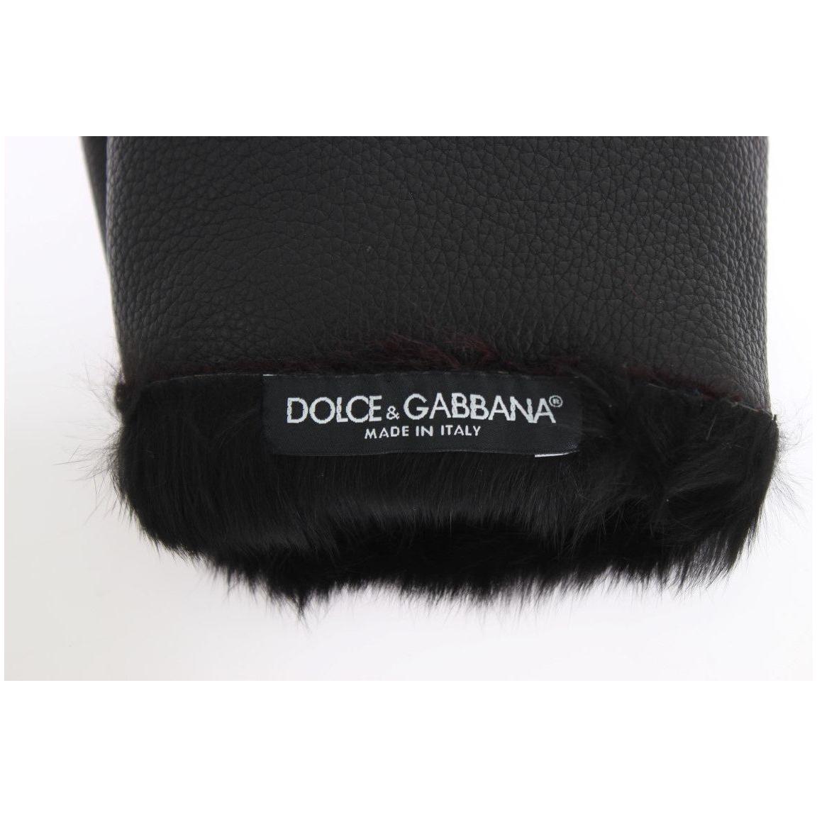 Dolce & Gabbana Elegant Black & Bordeaux Leather Gloves Dolce & Gabbana Dark Slate Gray