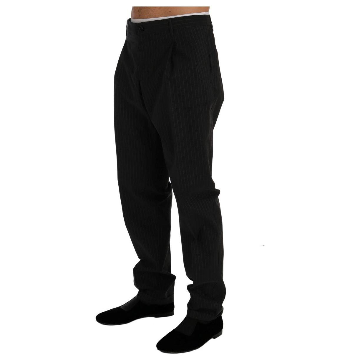 Dolce & Gabbana Elegant Striped Straight Fit Dress Trousers Dolce & Gabbana Black