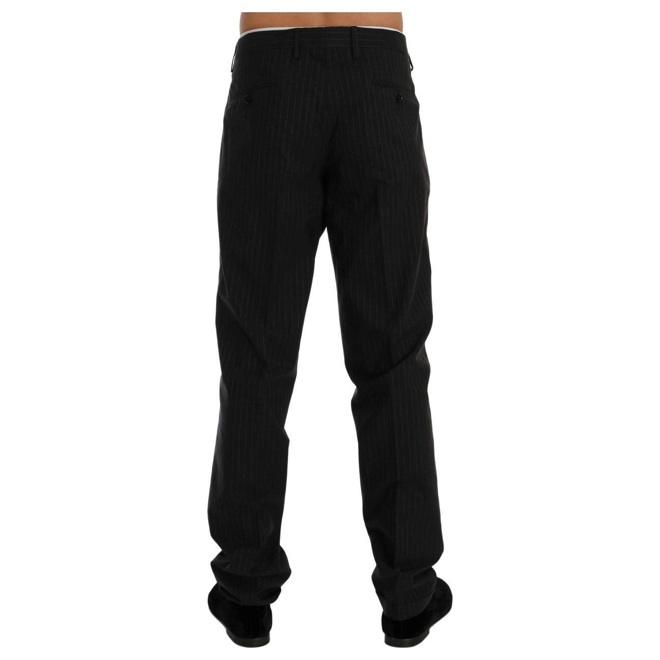 Dolce & Gabbana Elegant Striped Straight Fit Dress Trousers Dolce & Gabbana Black