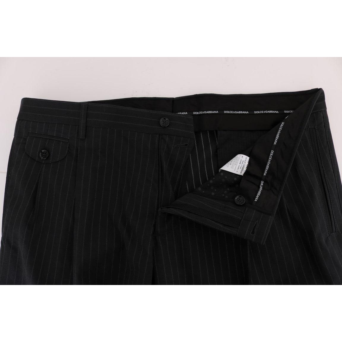 Dolce & Gabbana Elegant Striped Straight Fit Dress Trousers Dolce & Gabbana Light Gray