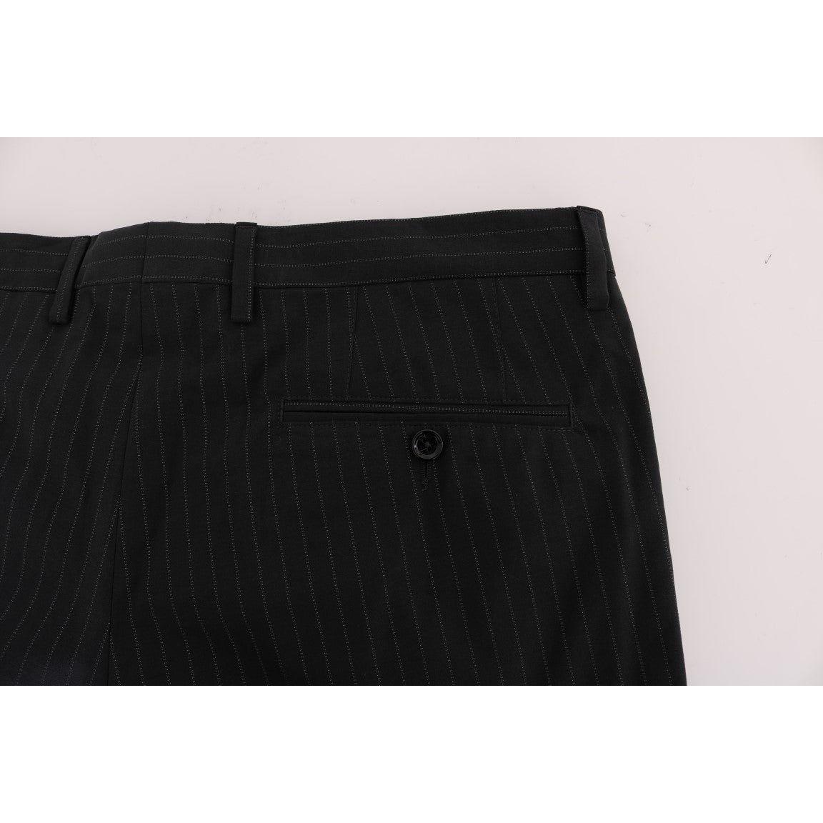 Dolce & Gabbana Elegant Striped Straight Fit Dress Trousers Dolce & Gabbana Black