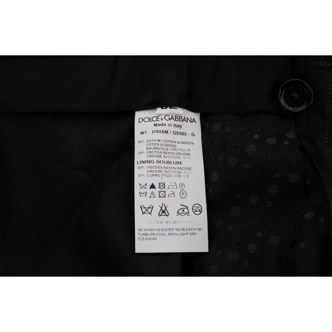 Dolce & Gabbana Elegant Striped Straight Fit Dress Trousers Dolce & Gabbana Black