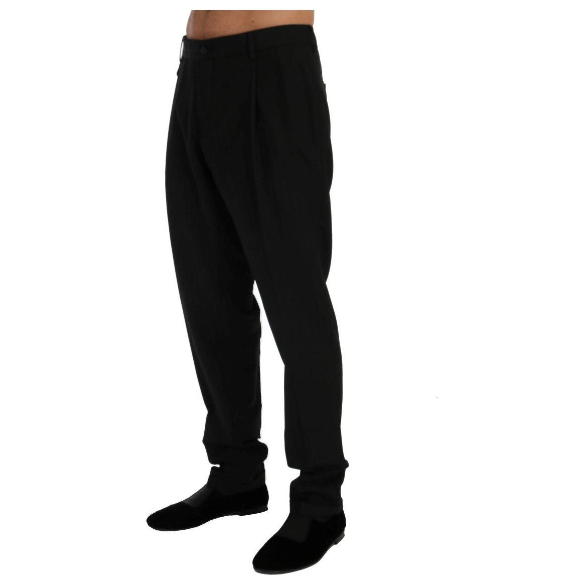 Dolce & Gabbana Elegant Black Striped Straight Fit Dress Pants Dolce & Gabbana Black