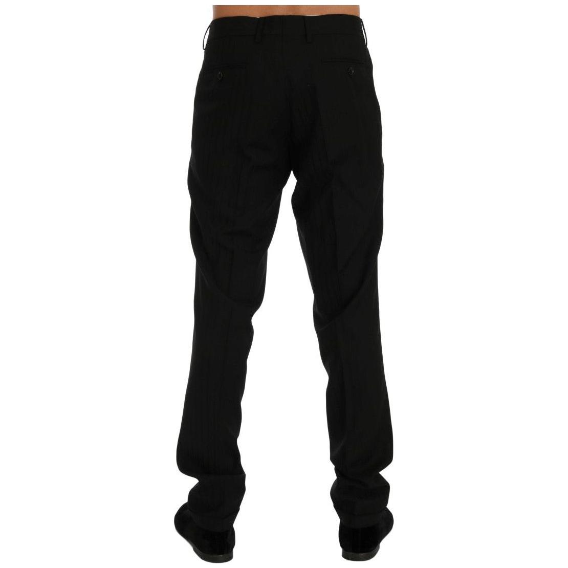 Dolce & Gabbana Elegant Black Striped Straight Fit Dress Pants Dolce & Gabbana Black