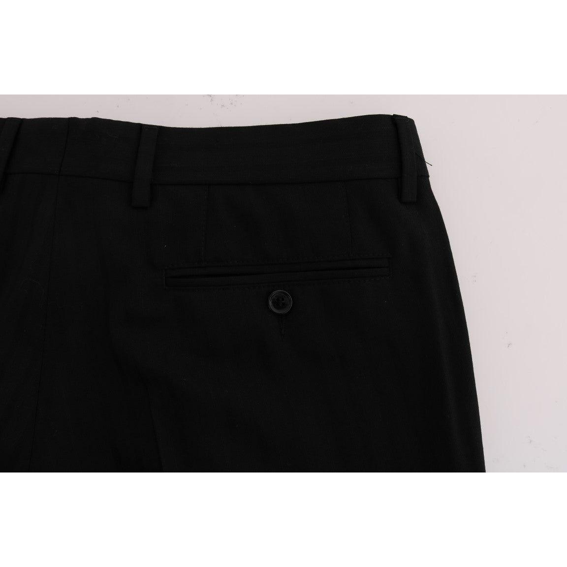 Dolce & Gabbana Elegant Black Striped Straight Fit Dress Pants Dolce & Gabbana Black