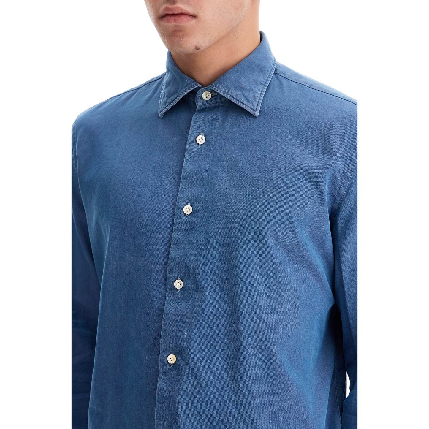 VINCENZO DI RUggIERO denim effect shirt Shirts VINCENZO DI RUggIERO Dark Slate Blue