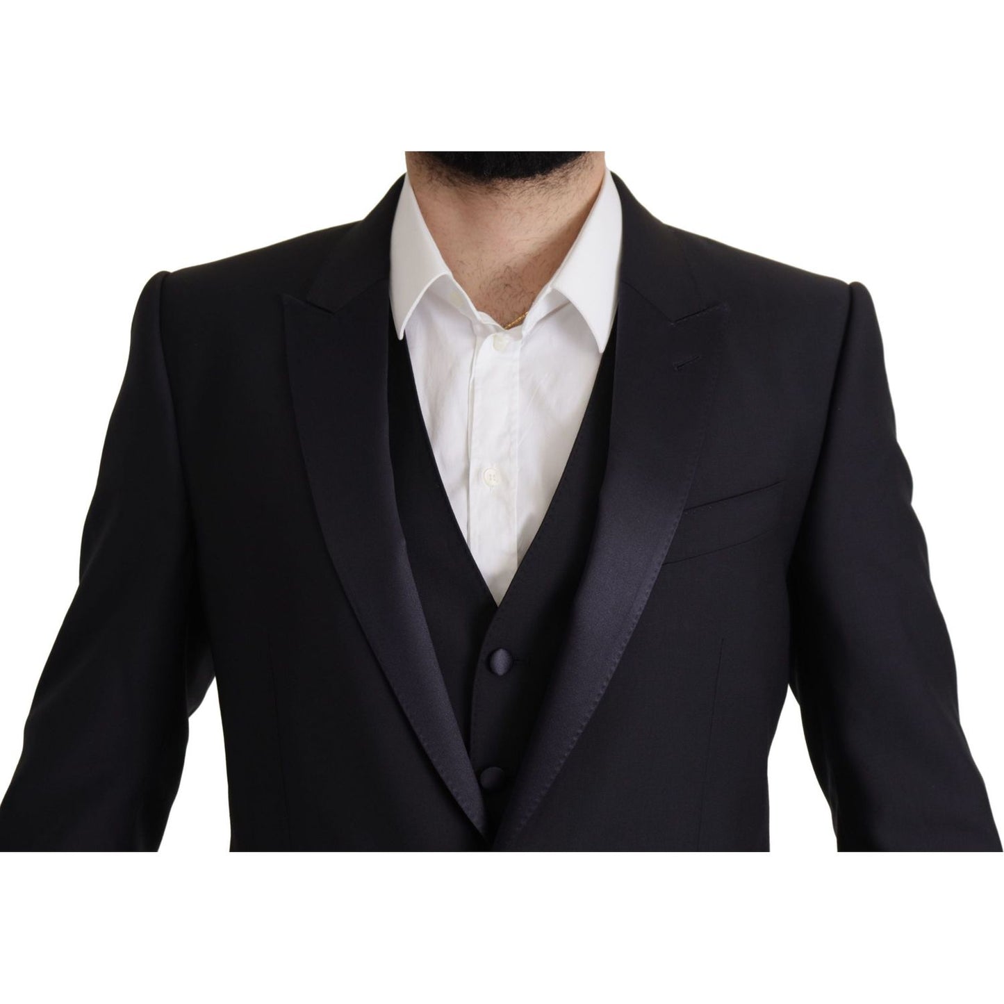 Dolce & Gabbana Elegant Black Three-Piece Wool Blend Suit Dolce & Gabbana Black