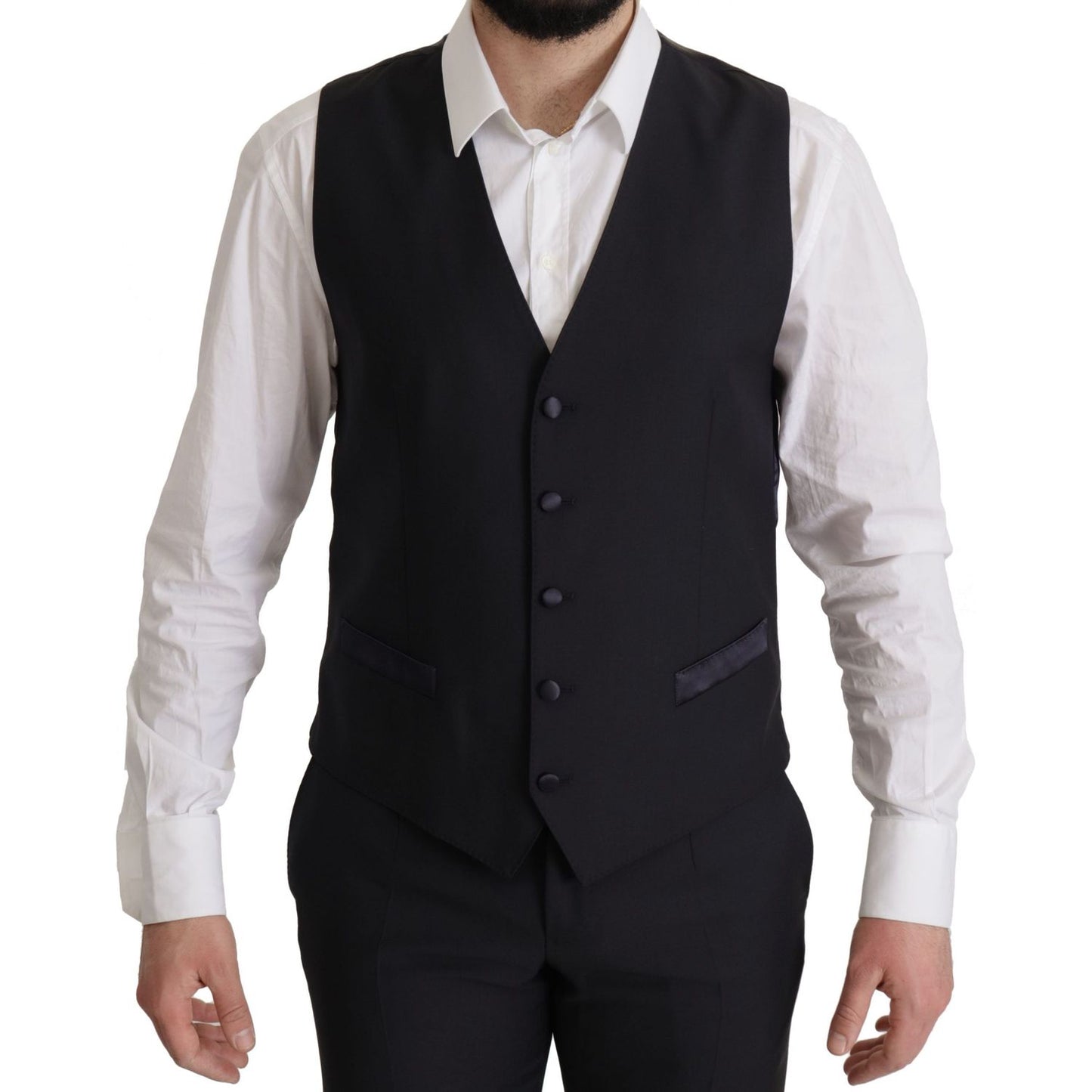 Dolce & Gabbana Elegant Black Three-Piece Wool Blend Suit Dolce & Gabbana Black