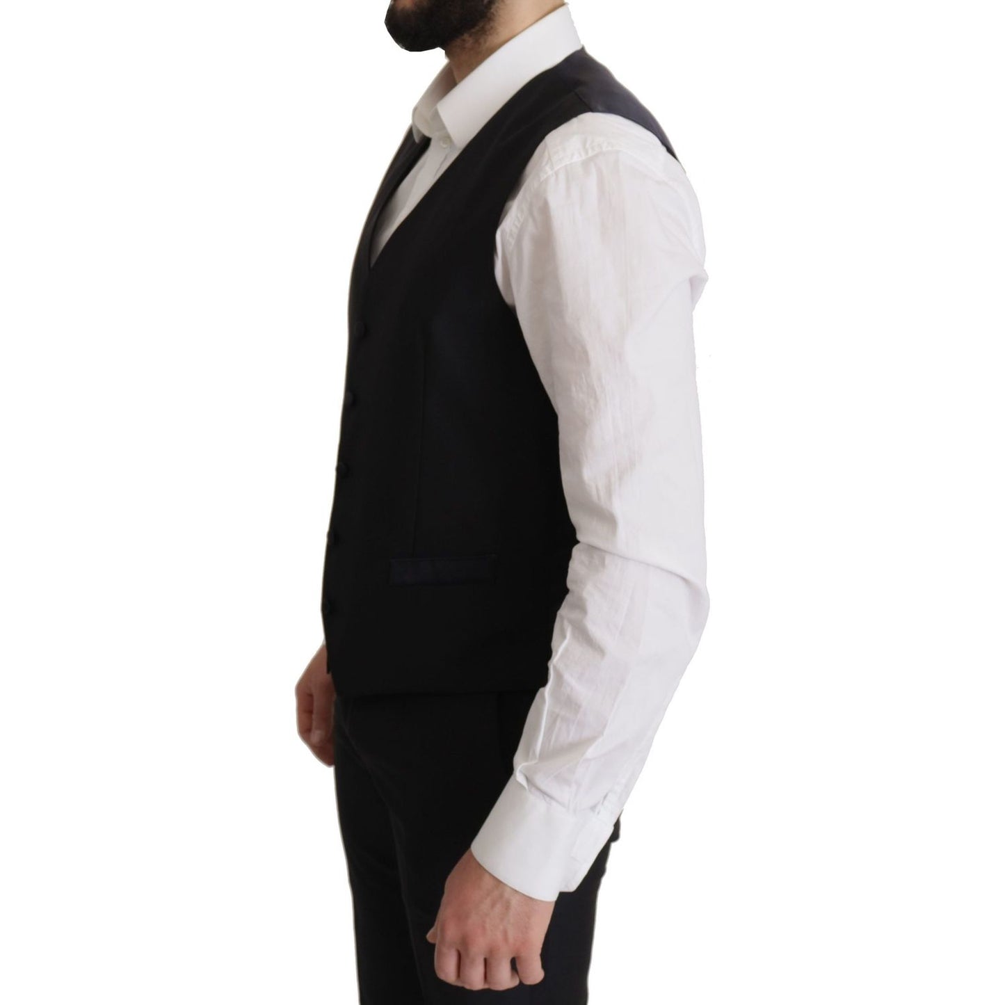 Dolce & Gabbana Elegant Black Three-Piece Wool Blend Suit Dolce & Gabbana Light Gray