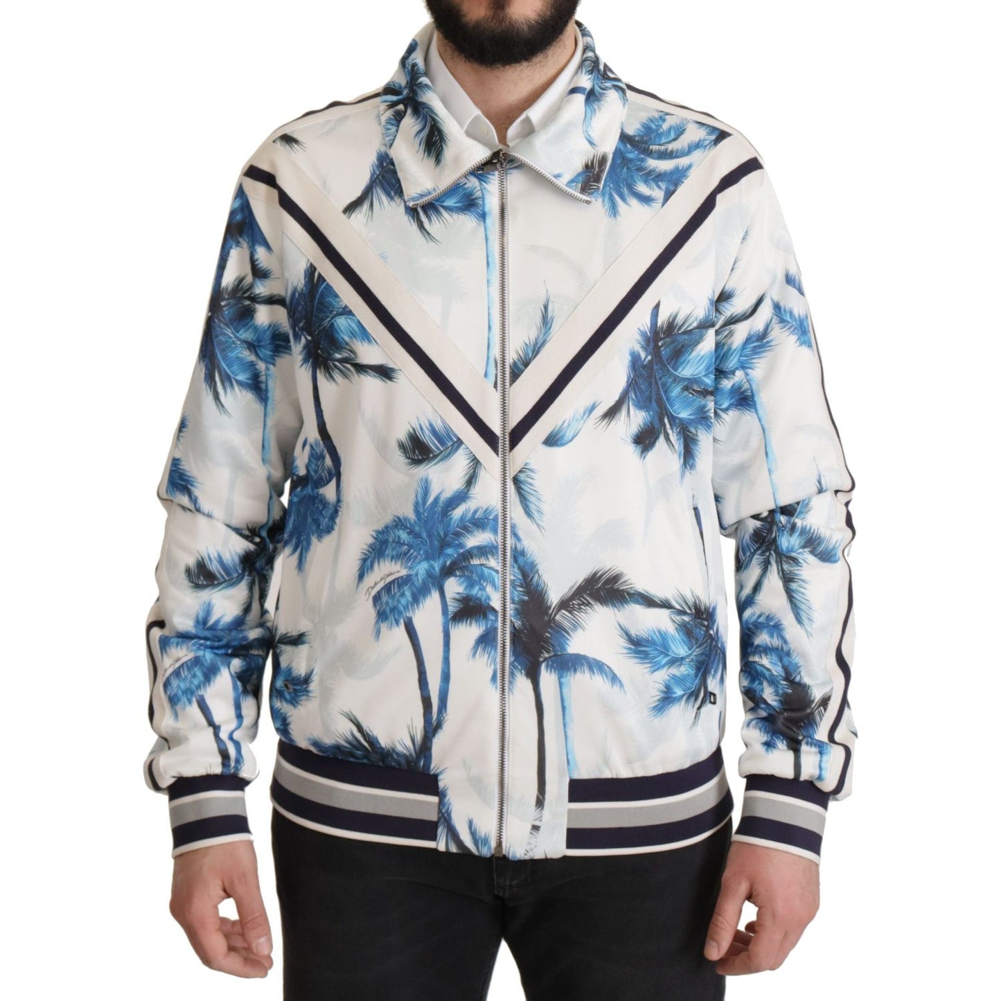 Dolce & Gabbana Chic Multicolor Full Zip Sweater Dolce & Gabbana Light Gray