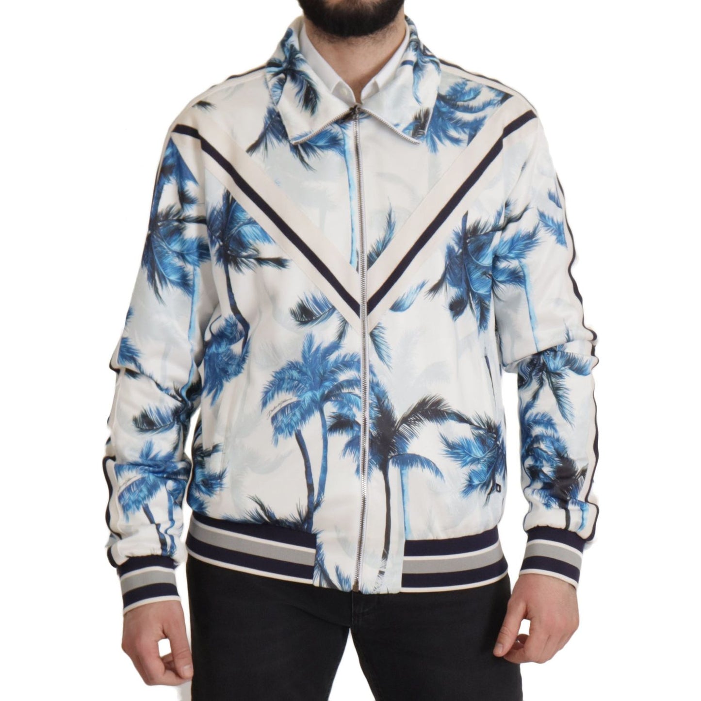 Dolce & Gabbana Chic Multicolor Full Zip Sweater Dolce & Gabbana Light Gray