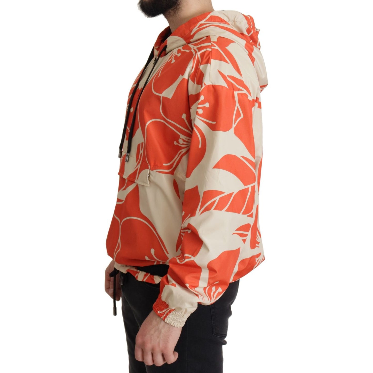 Dolce & Gabbana Elegant Floral Zip Hooded Sweater Dolce & Gabbana Sienna