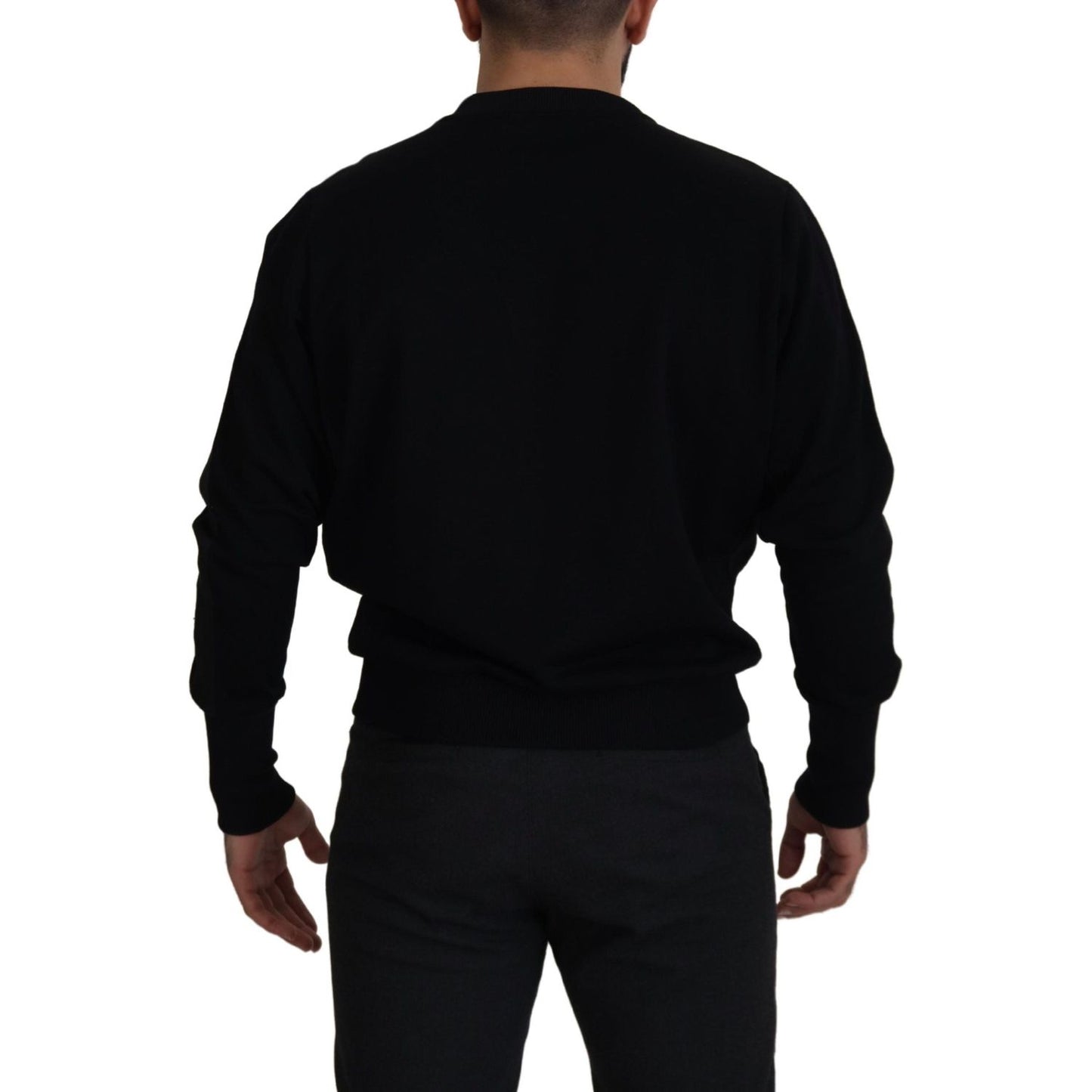 Dolce & Gabbana Elegant Crewneck Cotton Blend Sweater Dolce & Gabbana Black