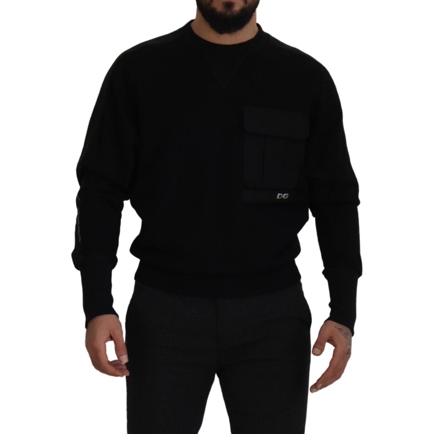 Dolce & Gabbana Elegant Crewneck Cotton Blend Sweater Dolce & Gabbana Black