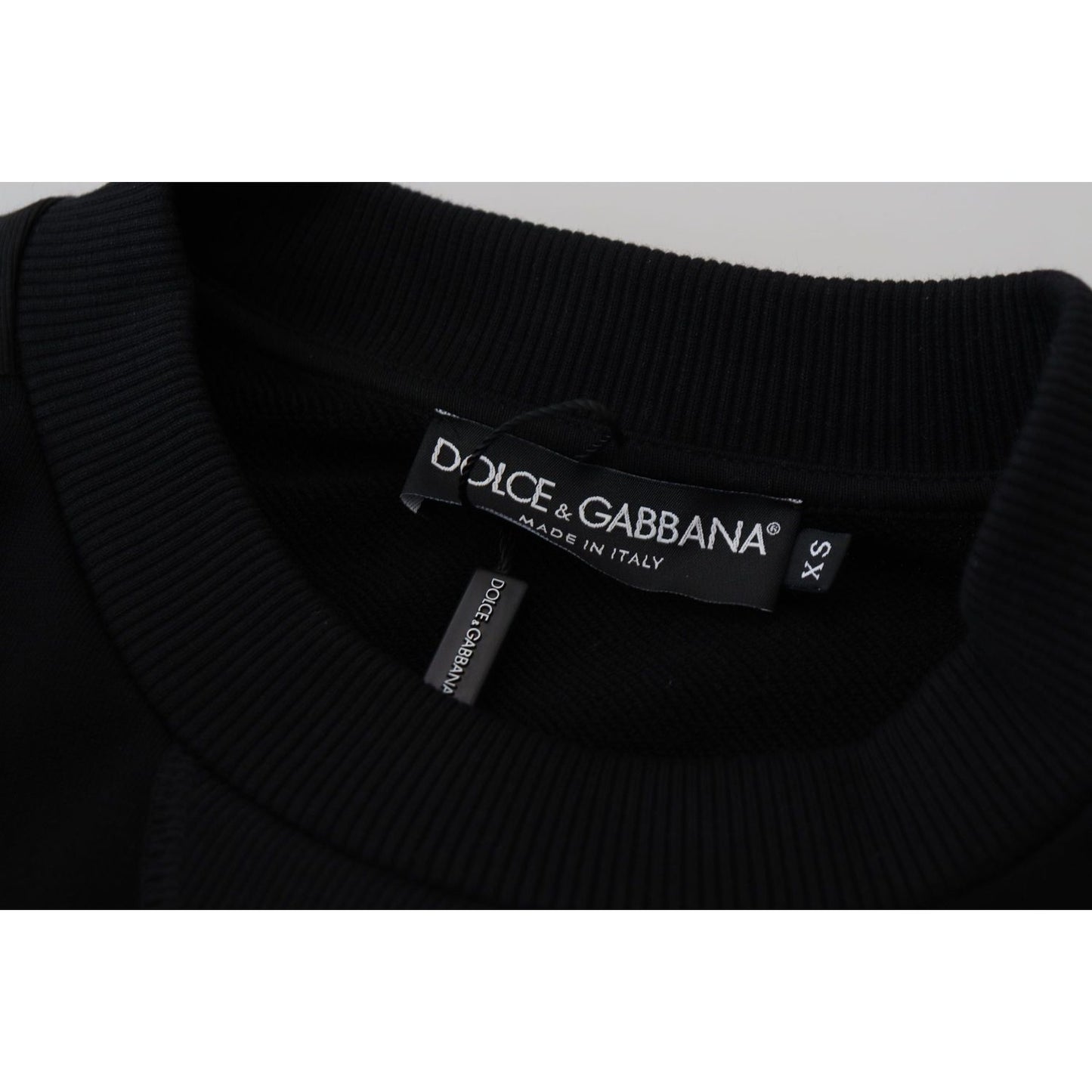 Dolce & Gabbana Elegant Crewneck Cotton Blend Sweater Dolce & Gabbana Black