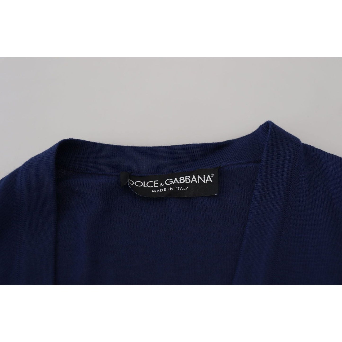 Dolce & Gabbana Elegant Virgin Wool Blue Cardigan Sweater Dolce & Gabbana Black