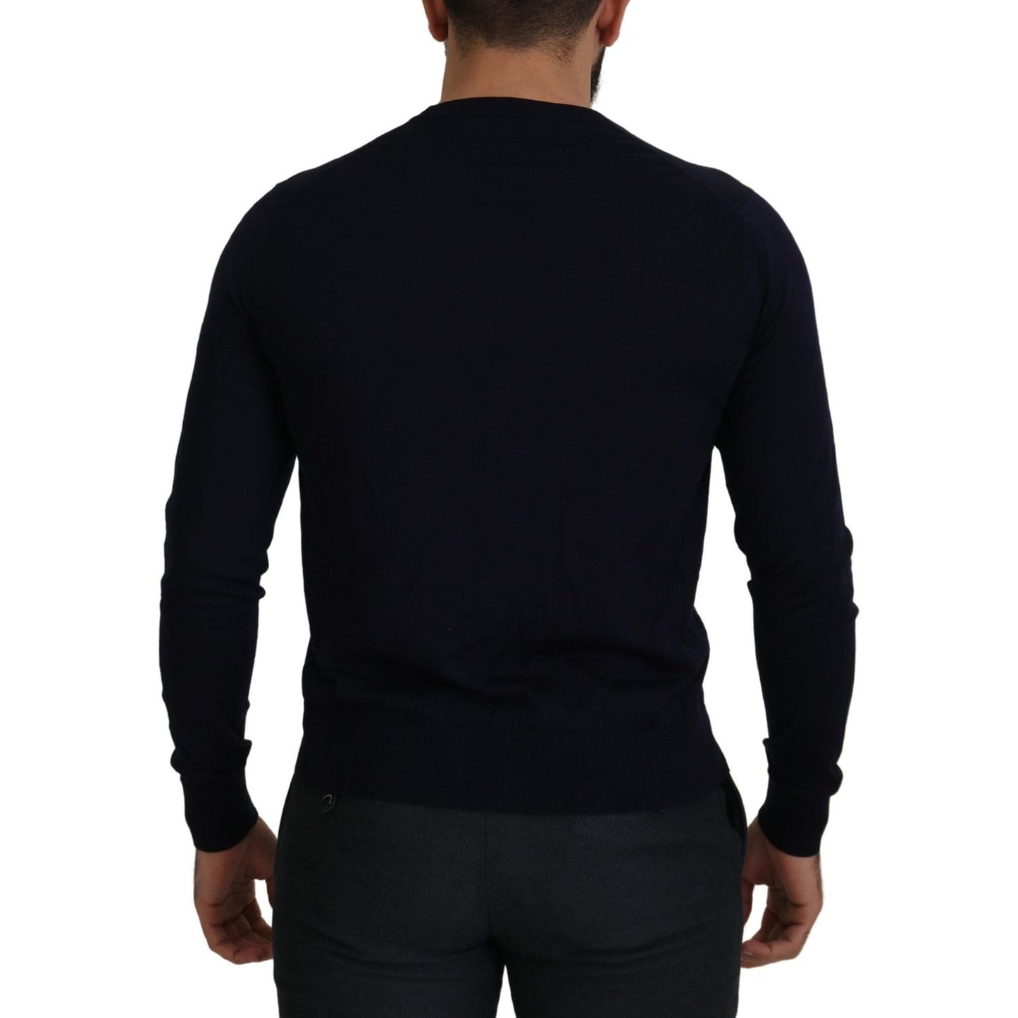 Dolce & Gabbana Elegant Virgin Wool Cardigan Sweater in Blue Dolce & Gabbana Black