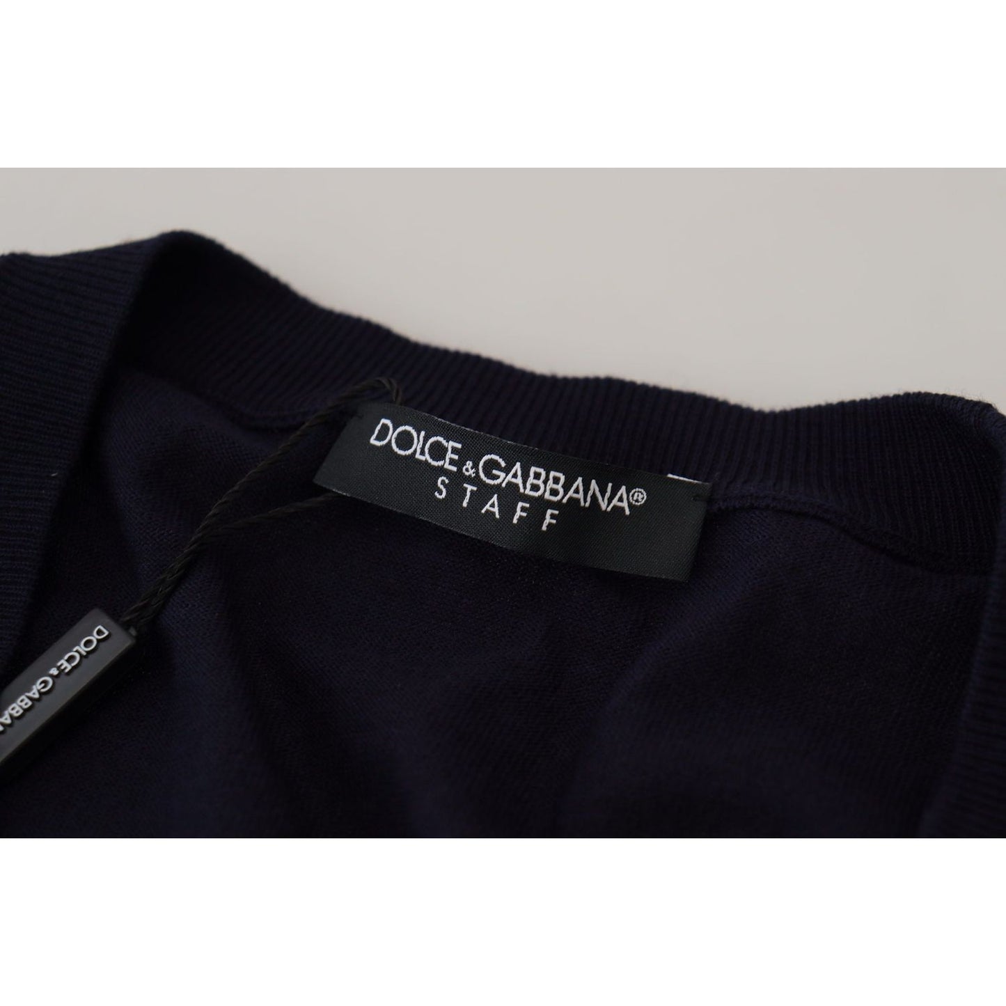 Dolce & Gabbana Elegant Virgin Wool Cardigan Sweater in Blue Dolce & Gabbana Black