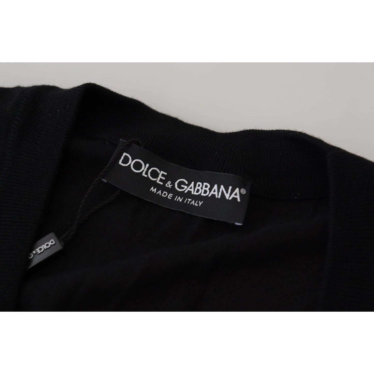 Dolce & Gabbana Elegant Wool Buttoned Black Cardigan Dolce & Gabbana Gray