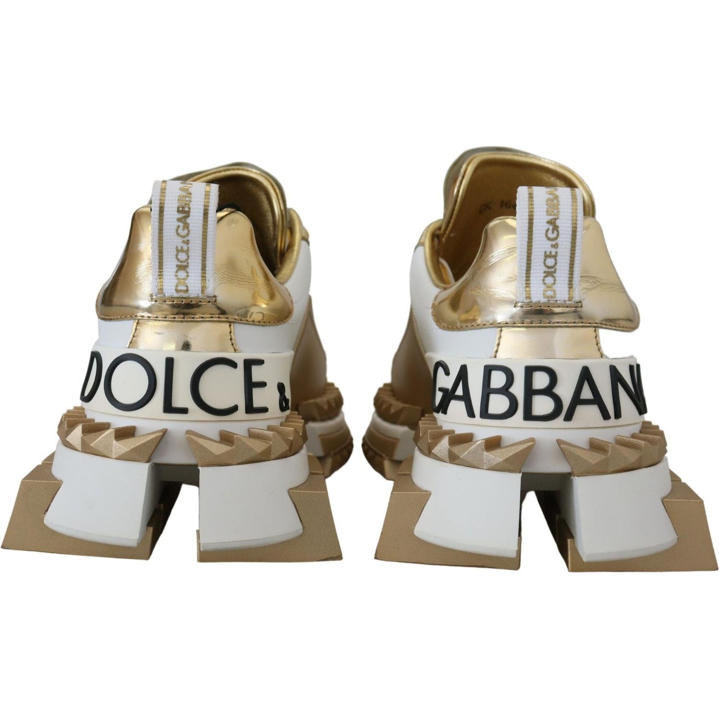Dolce & Gabbana Elegant White and Gold Leather Sneakers Dolce & Gabbana Dark Gray