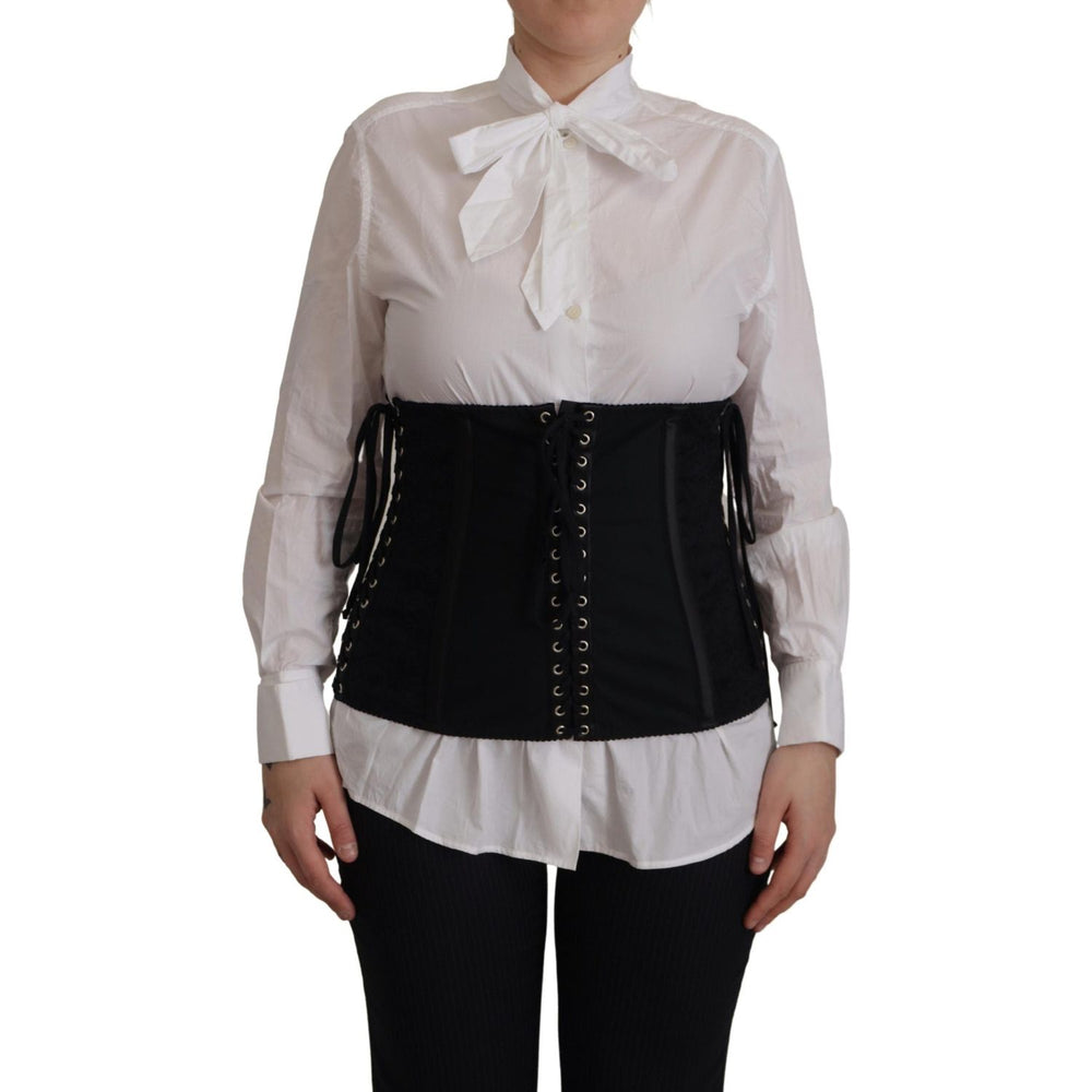 Dolce & Gabbana Black Corset Belt Stretch Waist Strap Top TSH8050 - 44