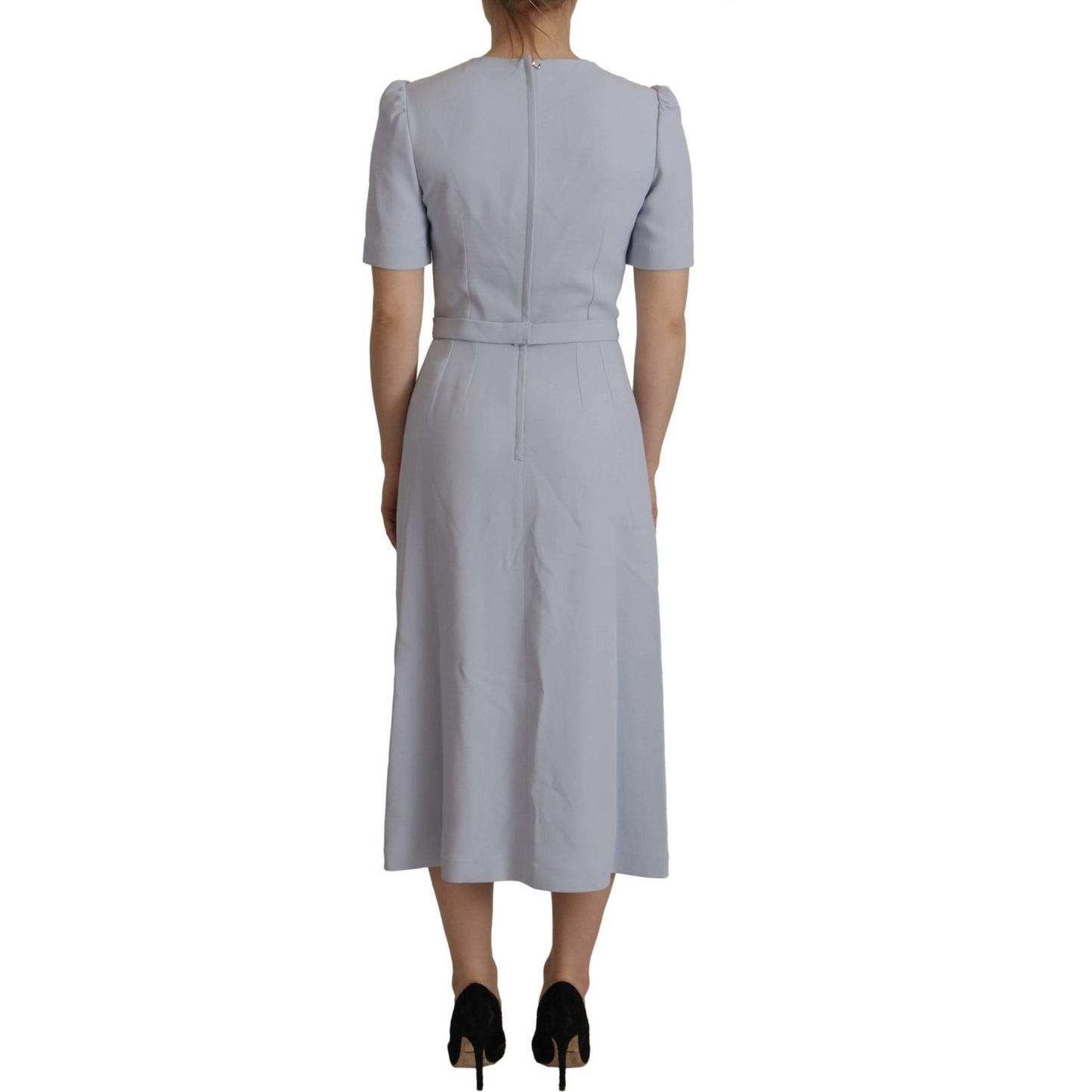 Dolce & Gabbana Elegant Light Blue A-line Dress Dolce & Gabbana Dark Gray