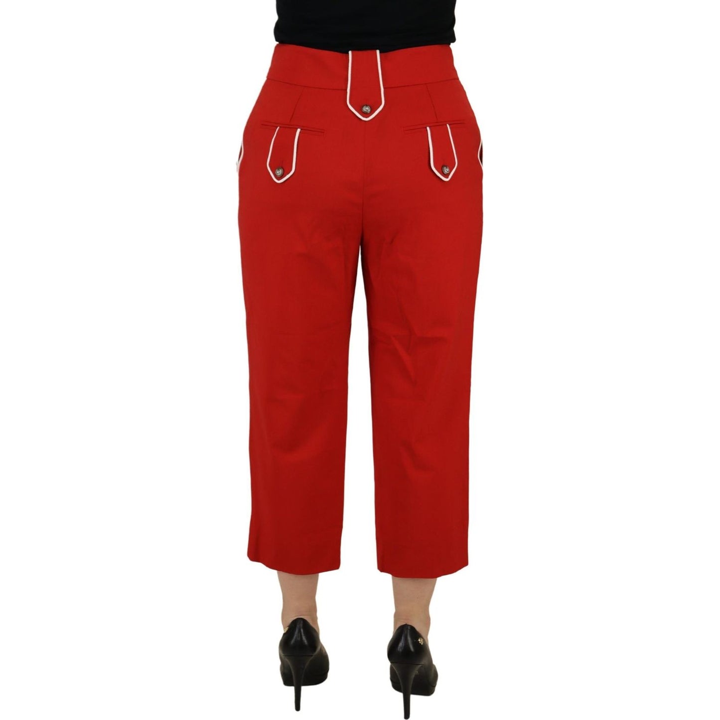 Dolce & Gabbana Elegant Red High-Waist Cropped Pants Dolce & Gabbana Firebrick