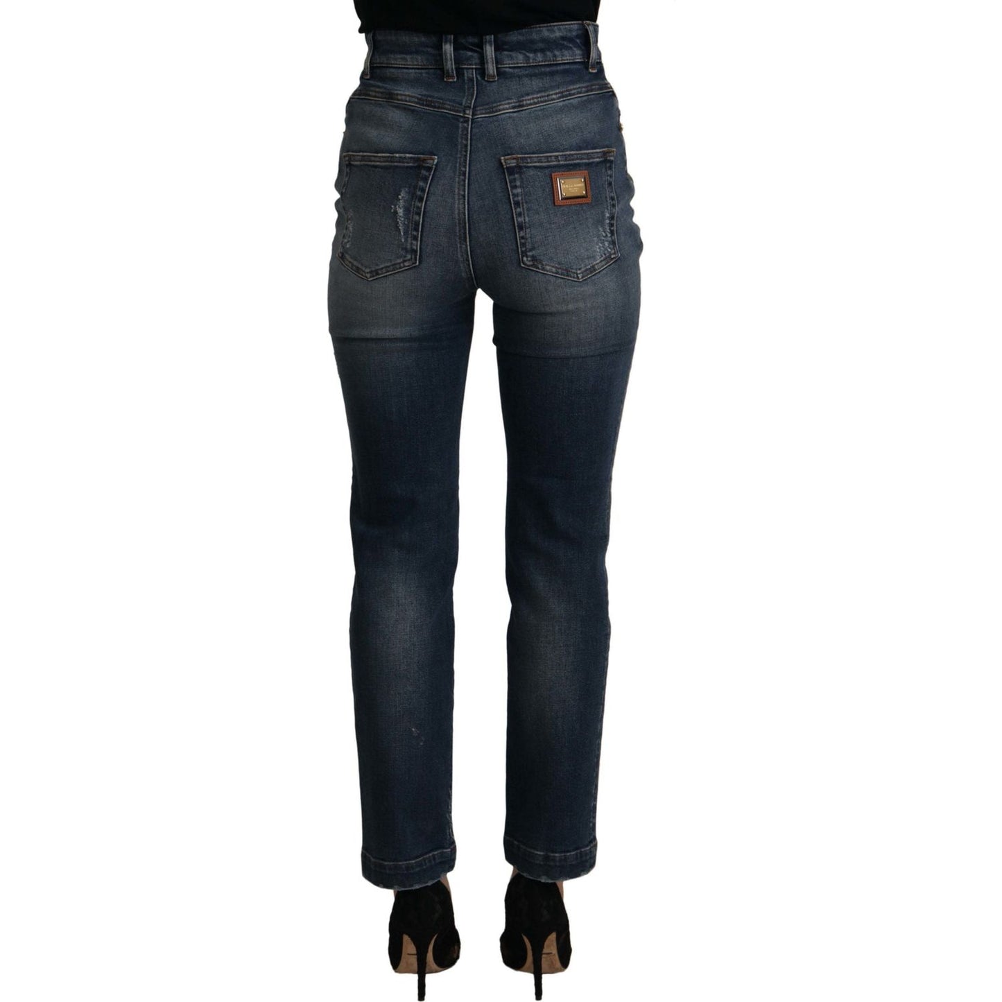 Dolce & Gabbana High Waist Skinny Designer Jeans in Blue Dolce & Gabbana Dark Slate Gray