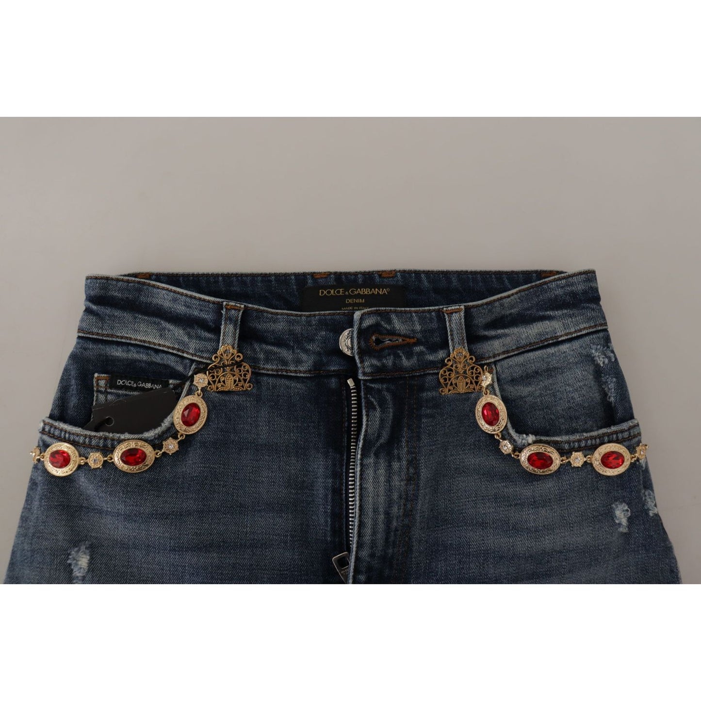 Dolce & Gabbana High Waist Skinny Designer Jeans in Blue Dolce & Gabbana Dark Gray