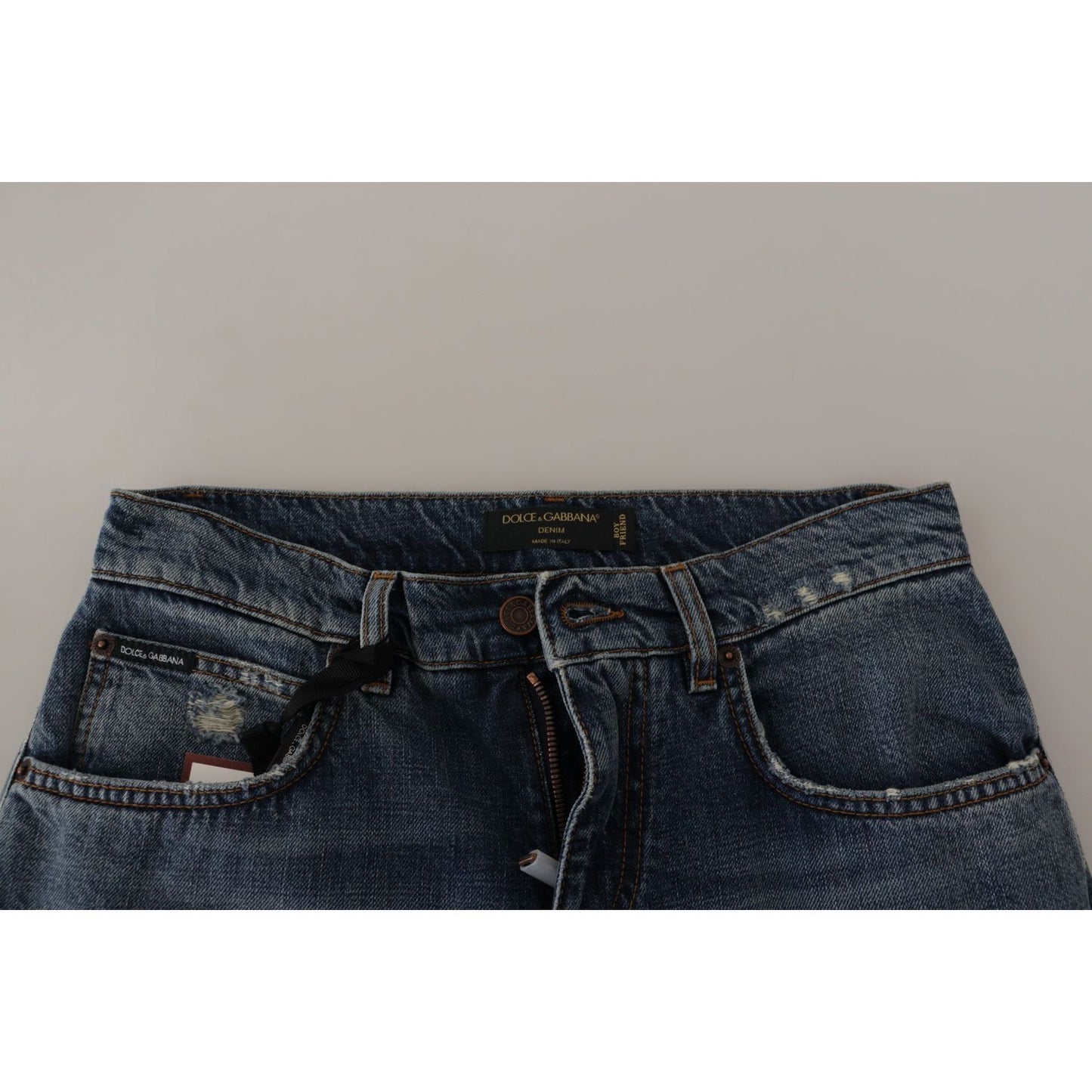 Dolce & Gabbana Chic Boyfriend Cut Mid Waist Denim Jeans Dolce & Gabbana Dark Slate Gray