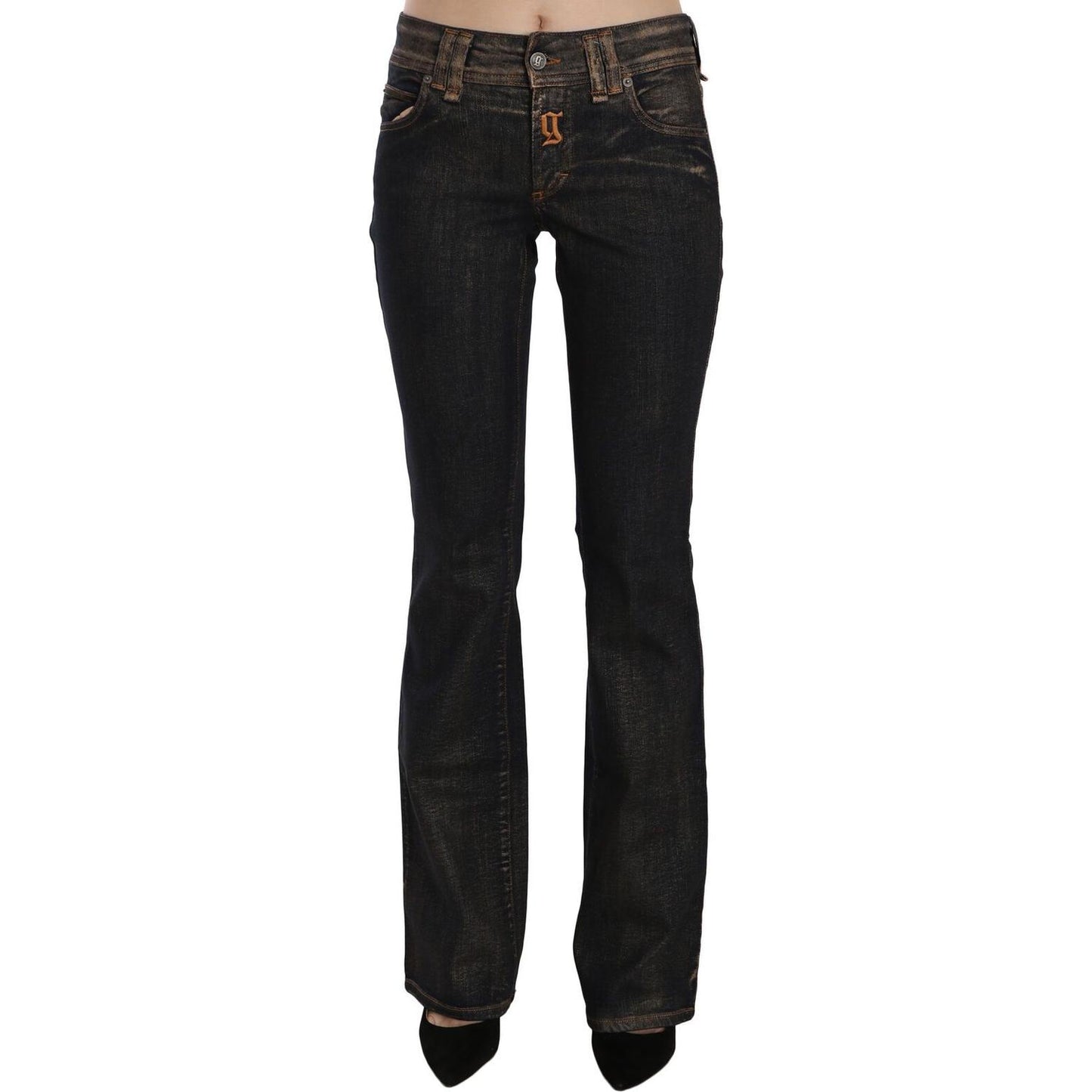 John Galliano Chic Flared Mid Waist Black Denim John Galliano Black