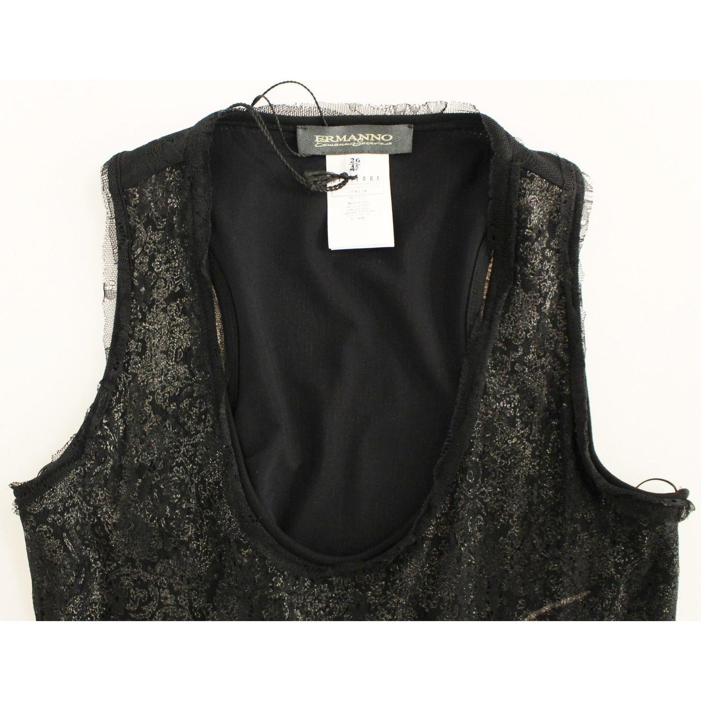 Ermanno Scervino Black Lace Lined Stretch Mini Dress GSD10016-2