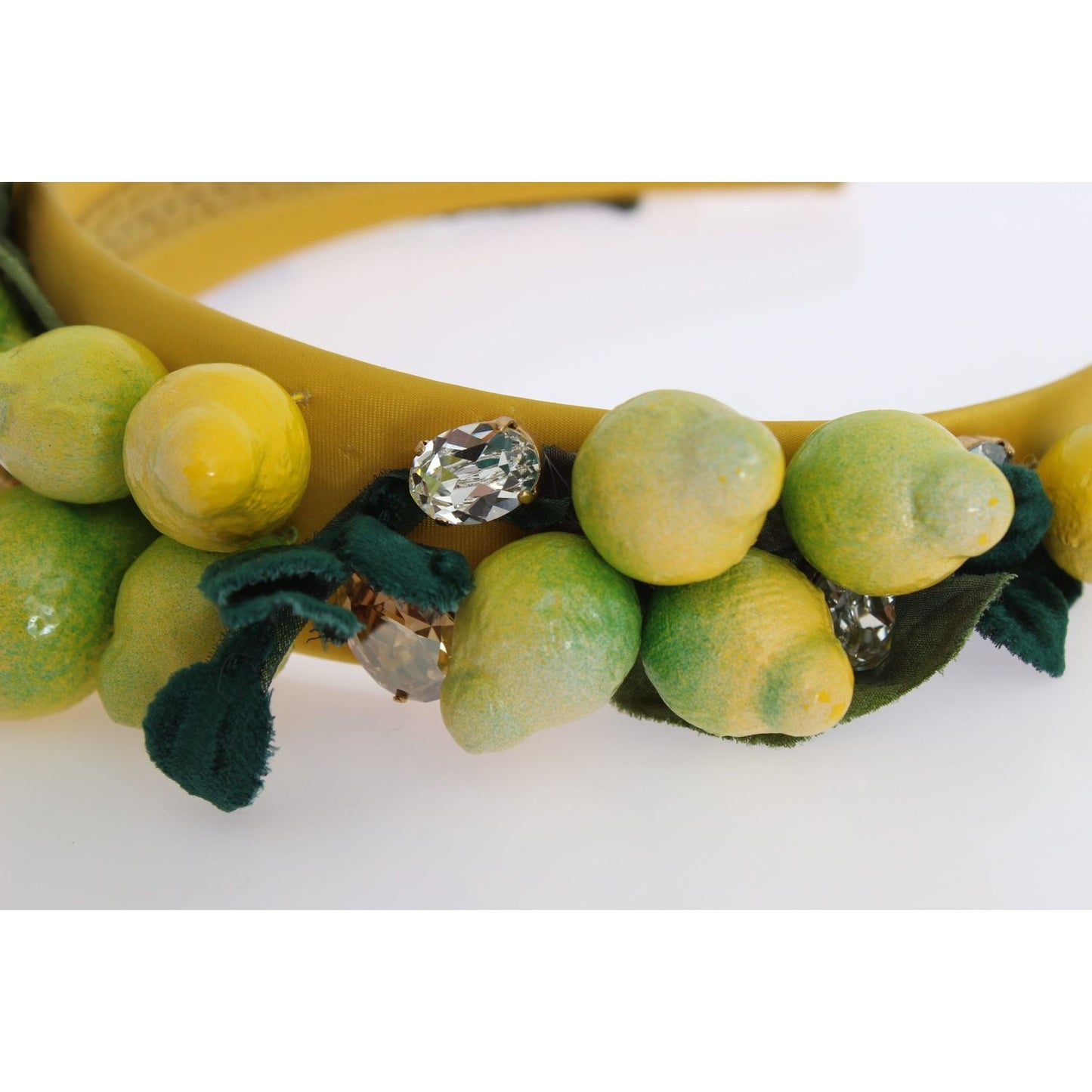 Dolce & Gabbana Exquisite Silk Crystal Lemon Headband Diadem Dolce & Gabbana Light Gray