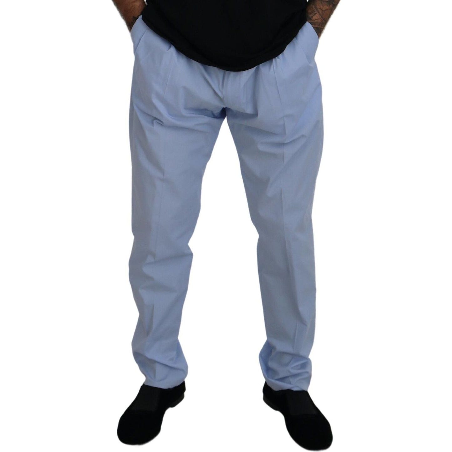 Dolce & Gabbana Elegant Slim Fit Chinos In Light Blue Dolce & Gabbana Light Slate Gray