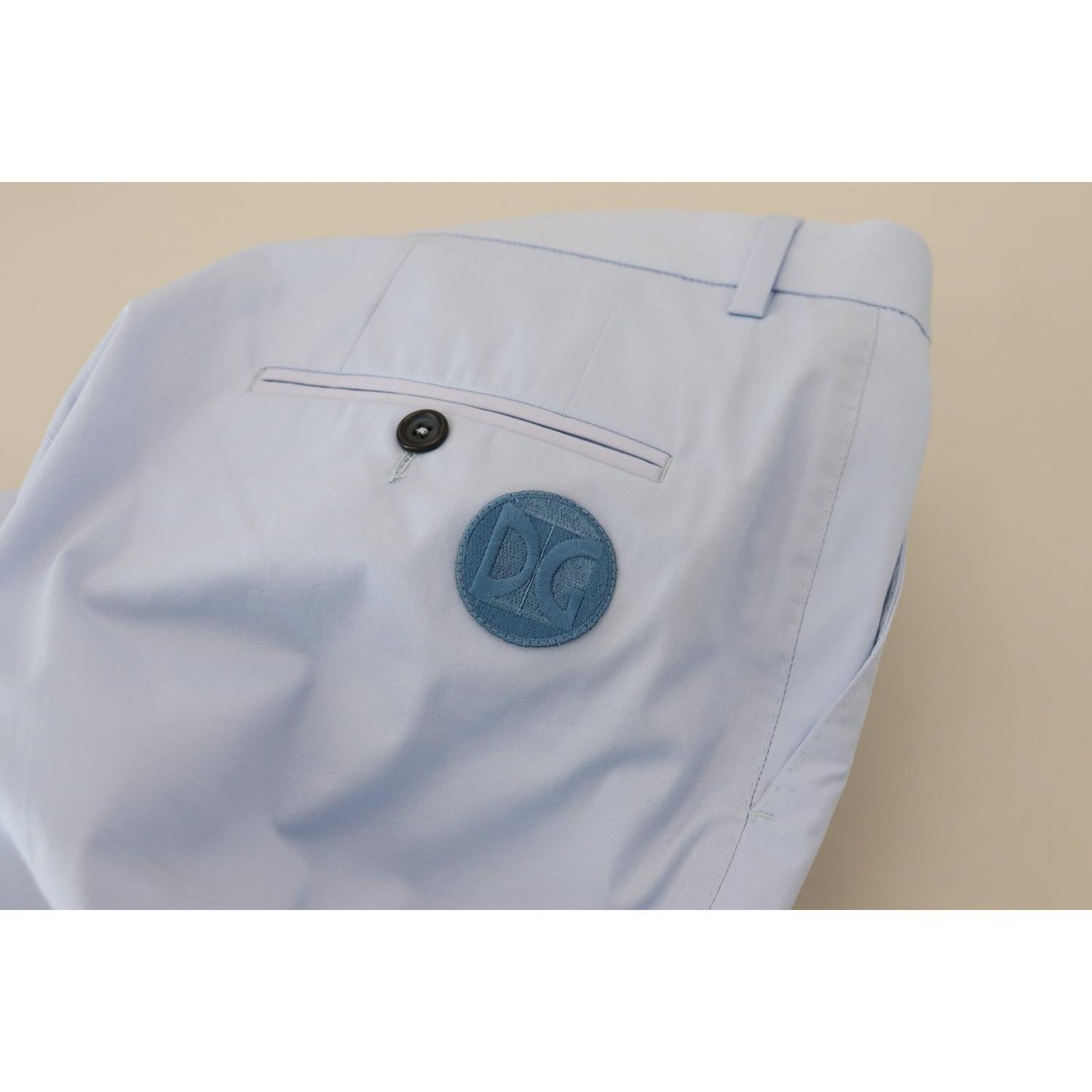 Dolce & Gabbana Elegant Slim Fit Chinos In Light Blue Dolce & Gabbana Dark Gray