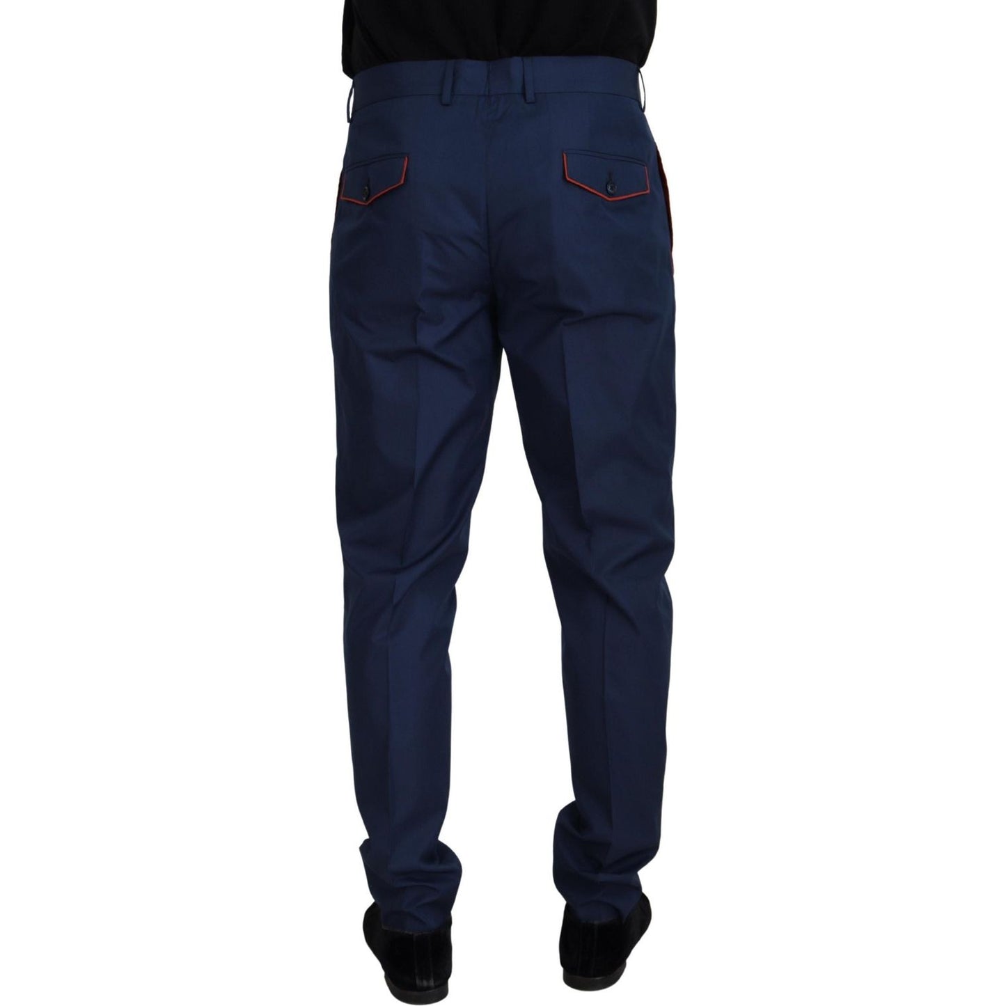 Dolce & Gabbana Elegant Slim Fit Chinos in Blue Silk Blend Dolce & Gabbana Black