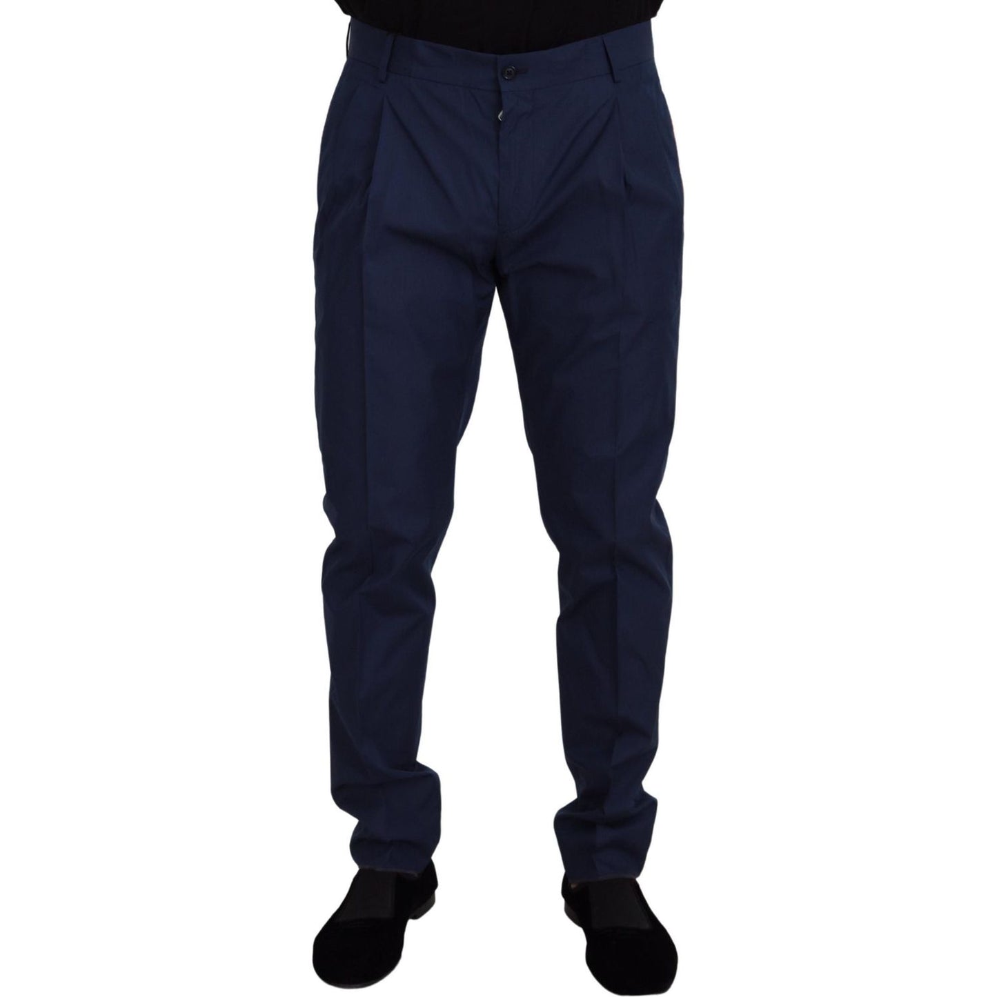 Dolce & Gabbana Elegant Slim Fit Chinos in Blue Silk Blend Dolce & Gabbana Black
