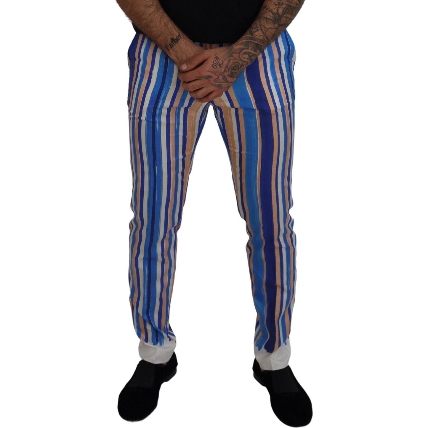 Dolce & Gabbana Sleek Striped Slim Fit Chinos Dolce & Gabbana Dim Gray