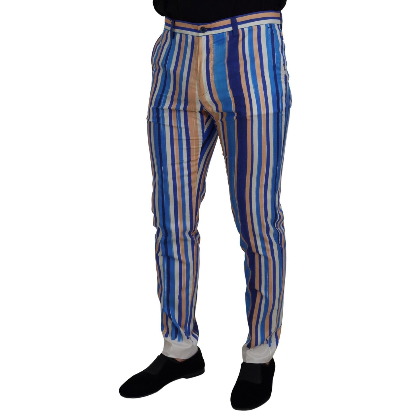 Dolce & Gabbana Sleek Striped Slim Fit Chinos Dolce & Gabbana Dark Slate Blue