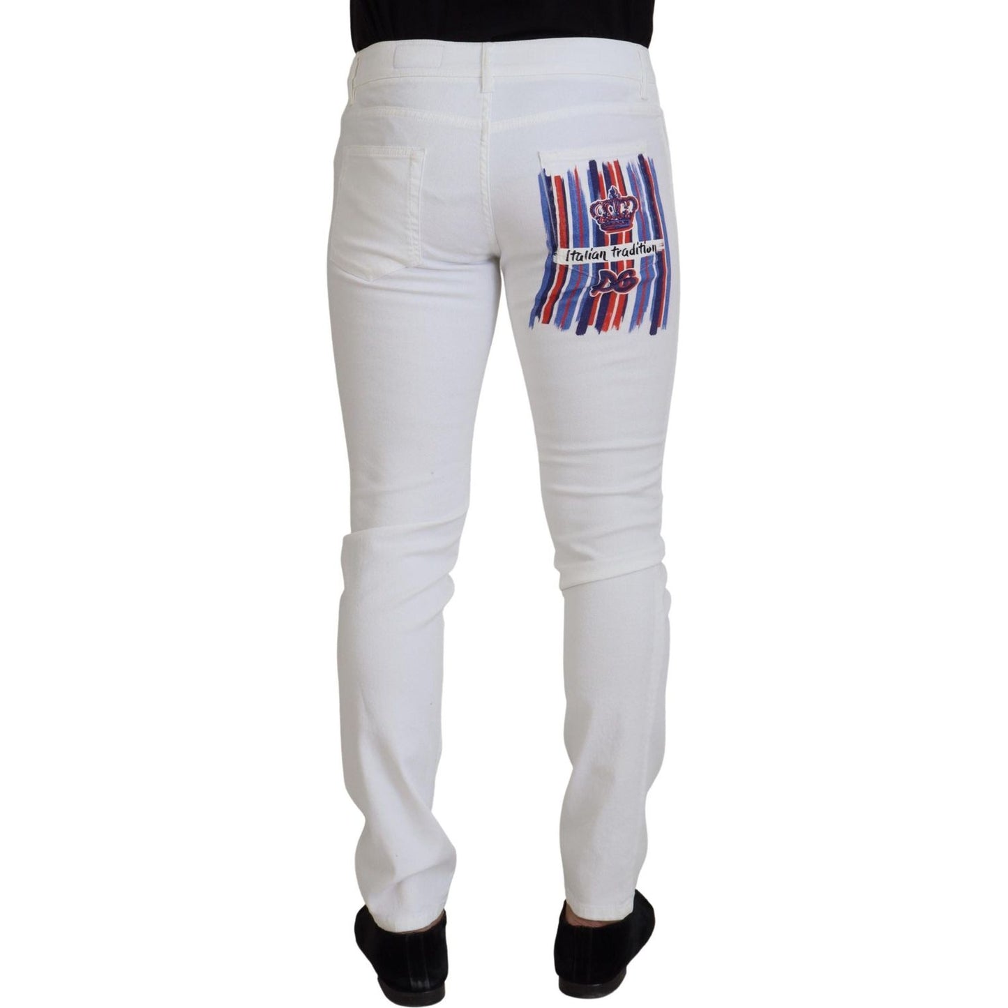 Dolce & Gabbana Elegant Slim Fit White Skinny Jeans Dolce & Gabbana Gray